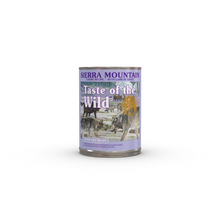 Load image into Gallery viewer, The front of a can of Sierra Mountain Canine Recipe with Lamb in Gravy.