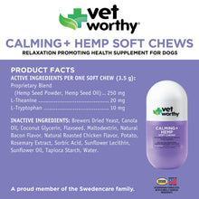 Load image into Gallery viewer, Vet Worthy Calming + Hemp Soft Chews 60 ct
